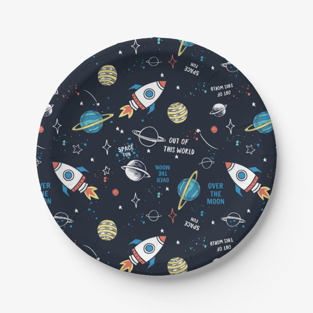 Out of This World Space Pattern Paper Plate (Front)