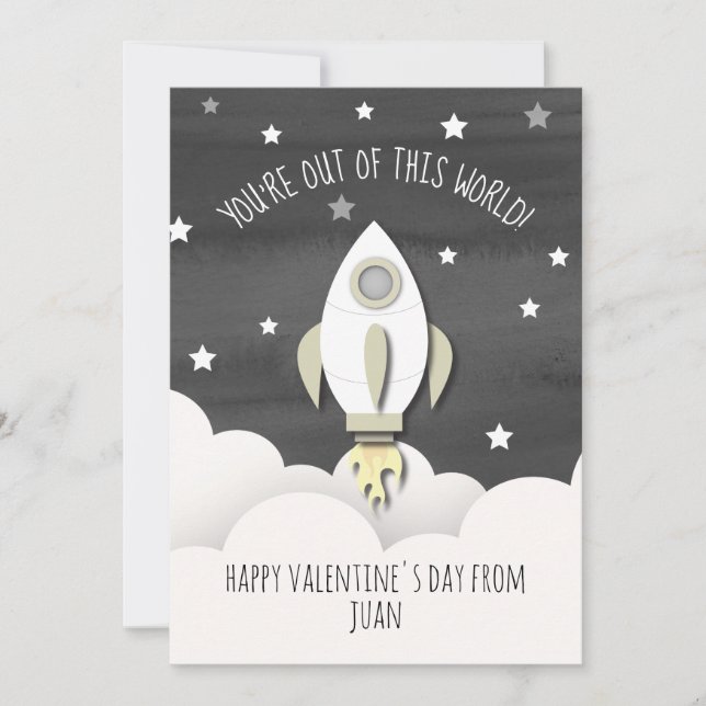 Out Of This World Space Rocket Classroom Valentine (Front)