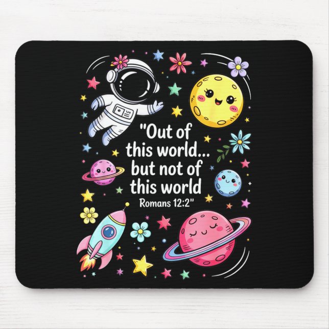Out Of This World Spaceship Planet Galaxy Christia Mouse Pad (Front)