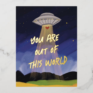 Out of this World UAP Valentine Foil Holiday Postcard