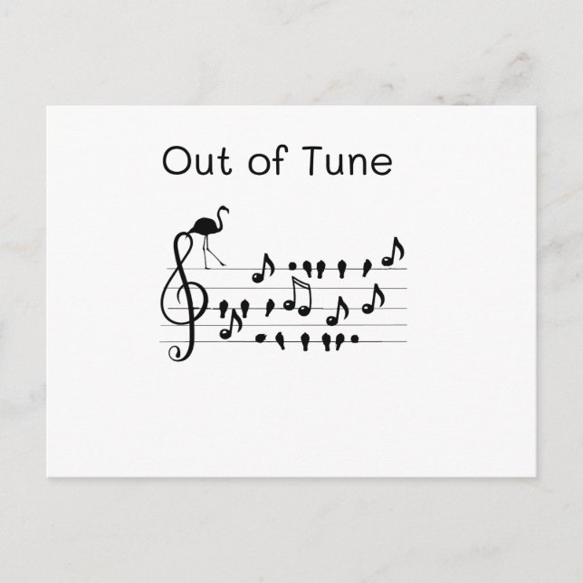Out of Tune Flamingo Postcard (Front)