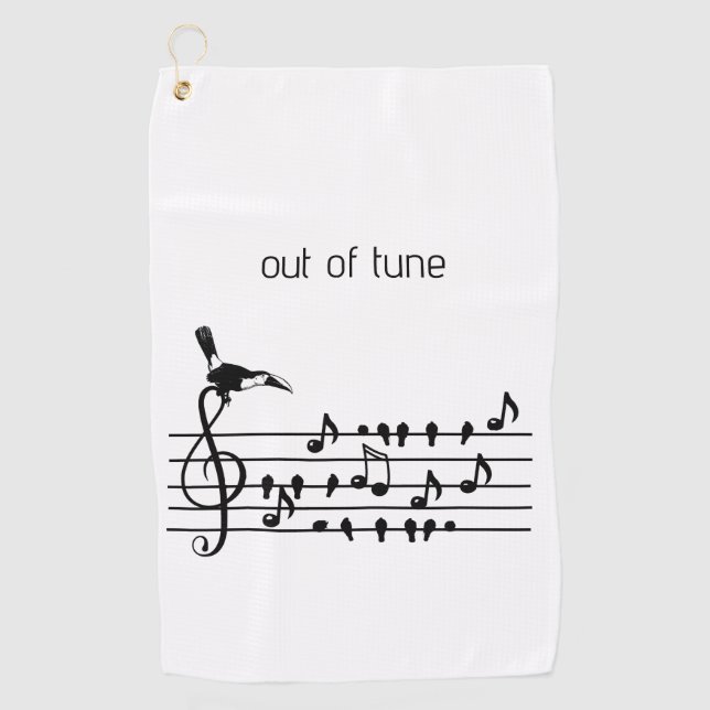 Out of Tune, toucan joining songbirds customizable Golf Towel (Front)