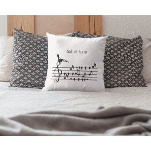 Out of Tune, toucan joining songbirds Throw Pillow