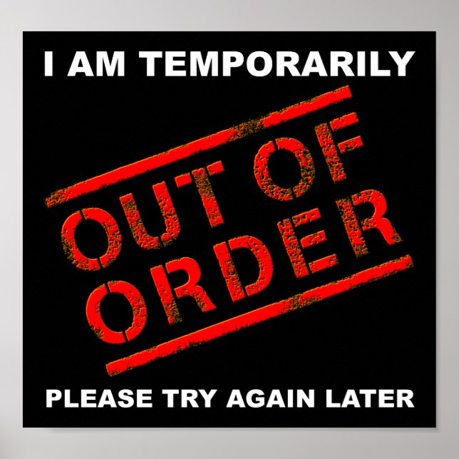 Out Order Funny Poster noir (Devant)