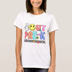 Out Pre-k School Graduation Groovy Last Day Of Sch T-Shirt