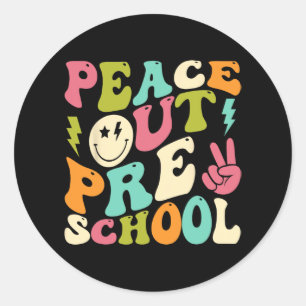 Out Preschool Groovy Graduation Last Day Of School Classic Round Sticker