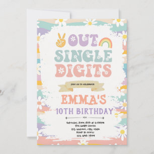 Out single digits peace birthday invitation