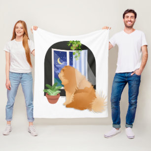OUT THERE SOMEWHERE Chow fleece blanket white