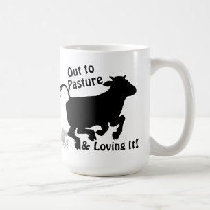 Out to Pasture & Loving It Funny Cow Retirement Coffee Mug