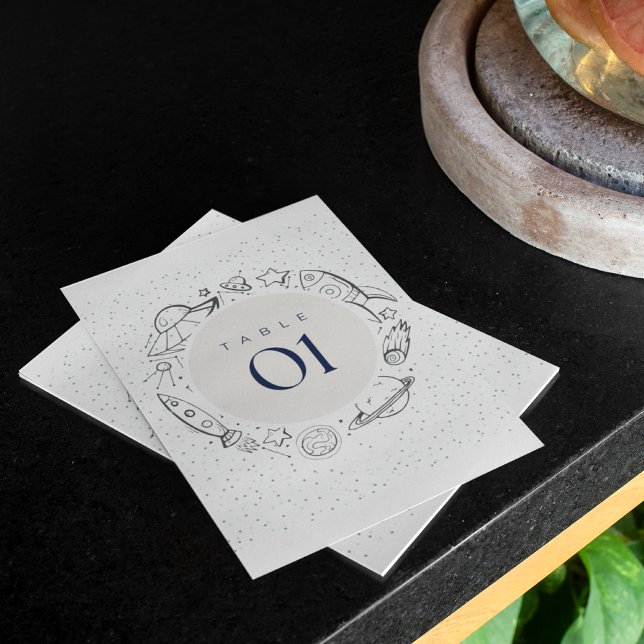 Out to space Birthday Party Table Flat card (Creator Uploaded)
