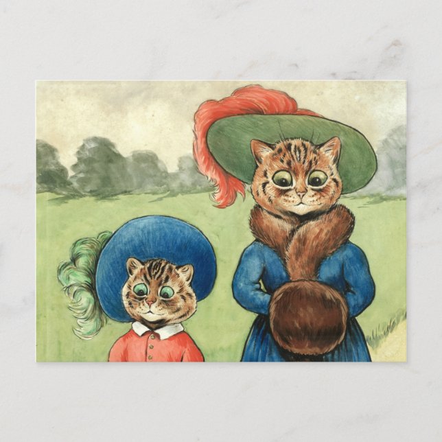Out with Auntie by Louis Wain Postcard (Front)