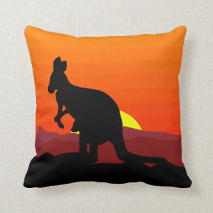 Outback Australian Kangaroo at Sunset Throw Pillow