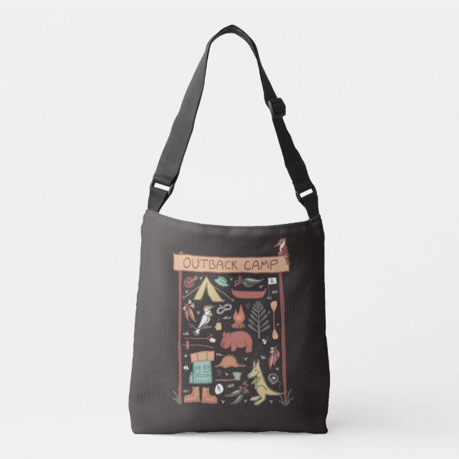 Outback Camp Australian Animals Camping Crossbody Bag (Front)