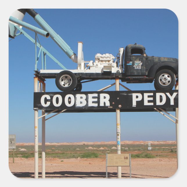 Outback Coober Pedy Customized Souvenir Square Sticker (Front)