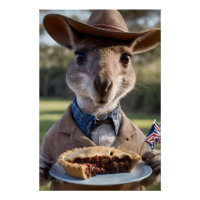 "Outback Delight: A Kangaroo Eats Aussie Meat Pie