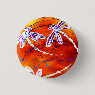 Outback Dragonfly Dance 1 Inch Round Button