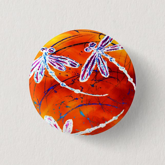 Outback Dragonfly Dance 1 Inch Round Button (Front)