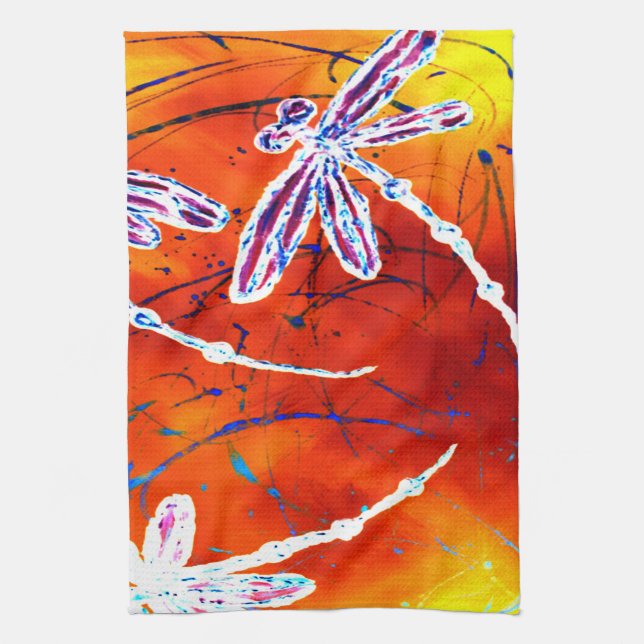 Outback Dragonfly Dance Kitchen Towel (Vertical)