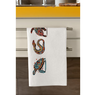 Outback Earth Spirits, aboriginal art Kitchen Towel