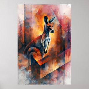Outback Essence: Kangaroo in Abstraction Poster