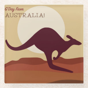 Outback kangaroo glass coaster