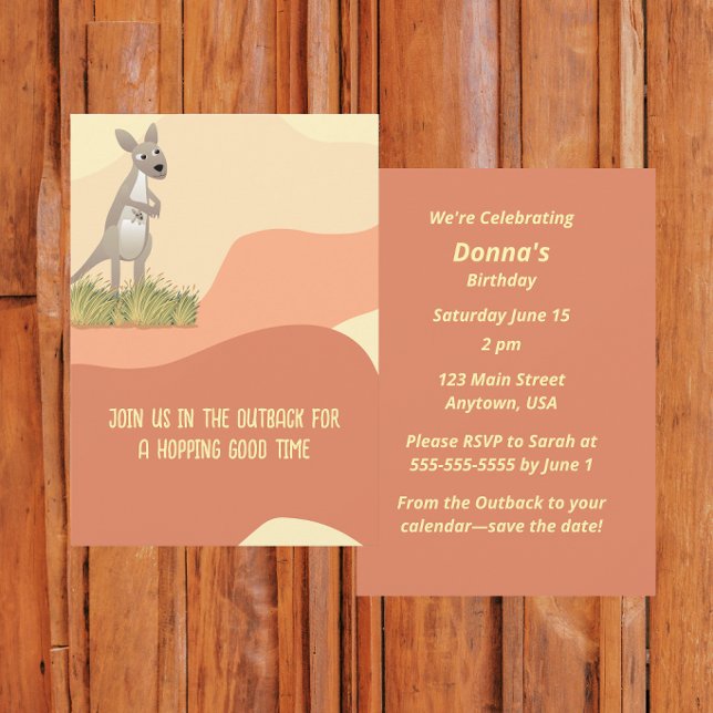 Outback Kangaroo, Hopping Good Time, BOHO Invitation (Creator Uploaded)