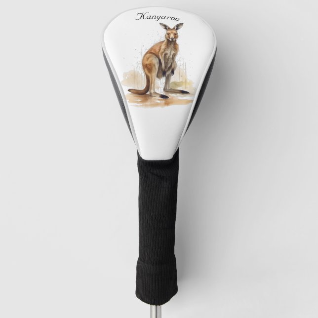 Outback Wanderer: Watercolor Kangaroo custom Golf Head Cover (Front)
