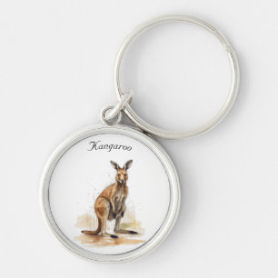 Outback Wanderer: Watercolor Kangaroo custom Keychain