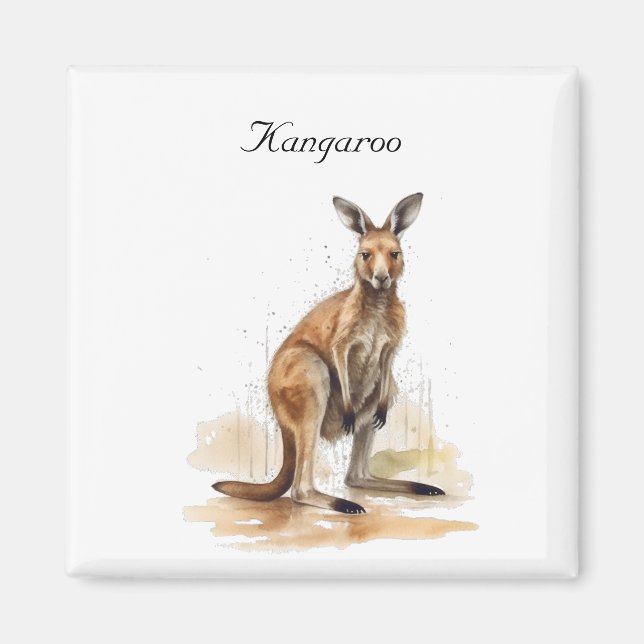 Outback Wanderer: Watercolor Kangaroo custom Magnet (Front)