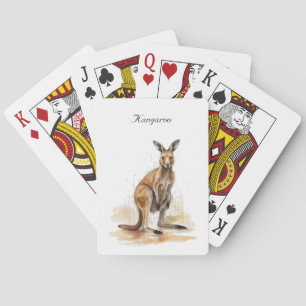 Outback Wanderer: Watercolor Kangaroo custom Playing Cards