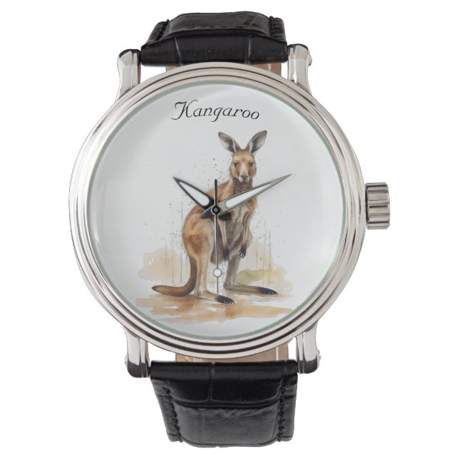 Outback Wanderer: Watercolor Kangaroo custom Watch (Front)