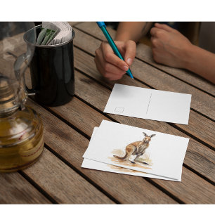 Outback Wanderer: Watercolor Kangaroo Postcard