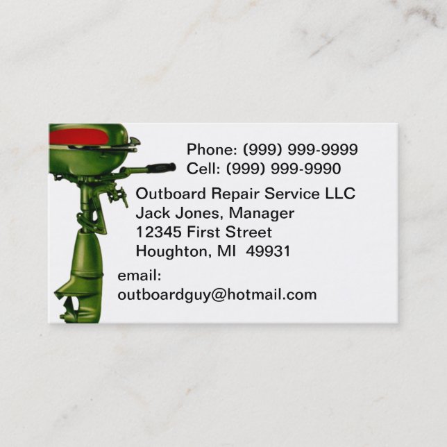Outboard Motor Repair Service Engine Business Card (Front)
