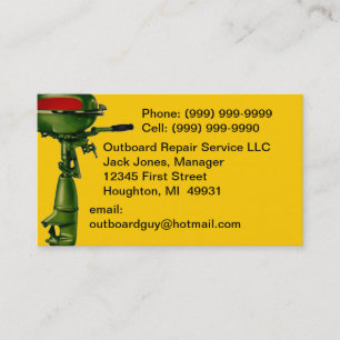 Outboard Motor Repair Service Engine Business Card