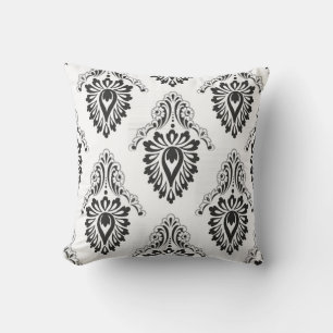 Outdoor Accent Pillow-Black/White Damask  Pillow