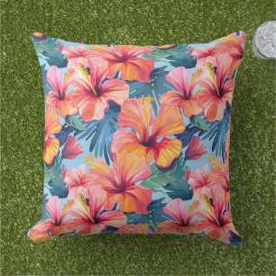 Outdoor Accent Pillow Tropical Flowers