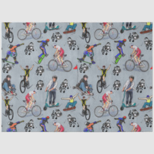 Outdoor action activities on skateboards tissue paper
