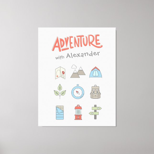 Outdoor Adventure Camping Kids Canvas Wall Art (Front)