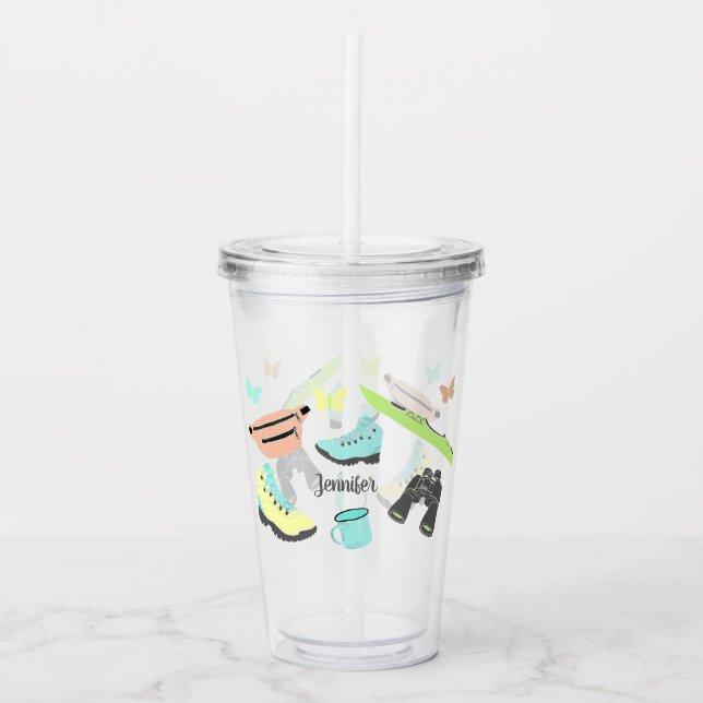 Outdoor Adventure Collage Personalized Acrylic Tumbler (Front)