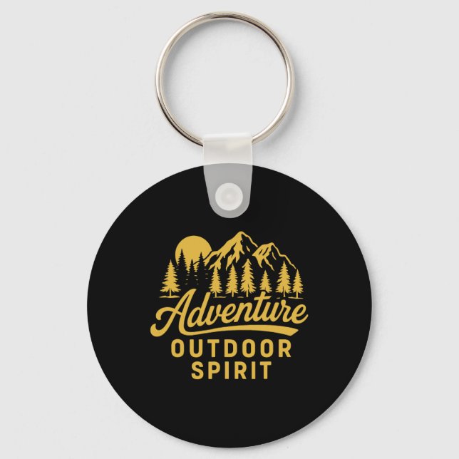 Outdoor Adventure Hiking Camping Mountaineering Mo Keychain (Front)