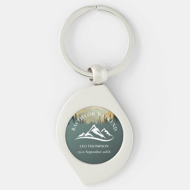 Outdoor Adventure Mountain Bachelor Weekend Keychain (Front)