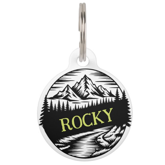 Outdoor Adventure Mountain Personalized Pet Tag (Front)