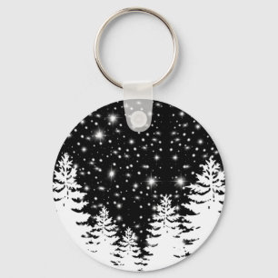 Outdoor adventure   pine forest   starry night    keychain