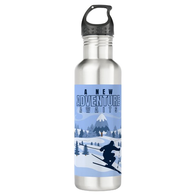  Outdoor Adventure snowboarding Winter  710 Ml Water Bottle (Front)