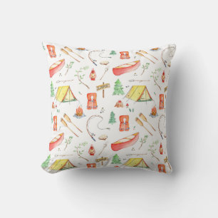 Outdoor Adventure Watercolor Throw Pillow