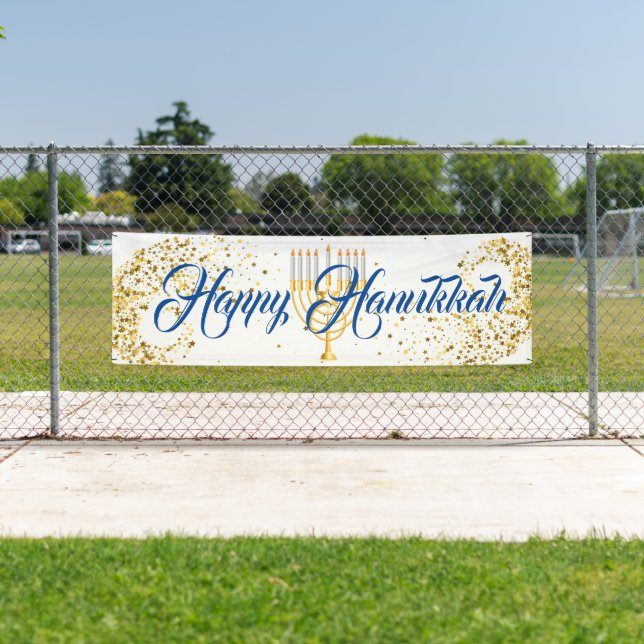Outdoor Banner-Happy Hanukkah Banner (Insitu)