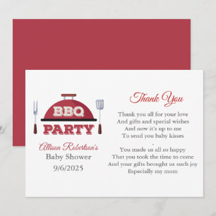 Outdoor BBQ Baby Shower Thank You Card 