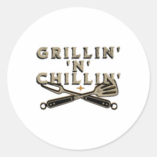 Outdoor Byrbecue Grilling And Smoking Grillin n' C Classic Round Sticker