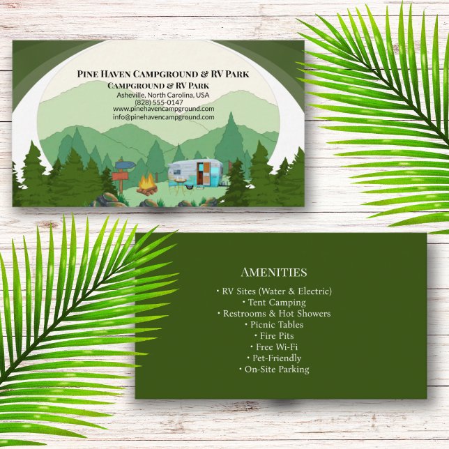 Outdoor Campground RV Park Rustic Design Business Card (Creator Uploaded)