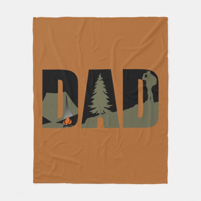Outdoor camping dad happy camper fleece blanket (Front)